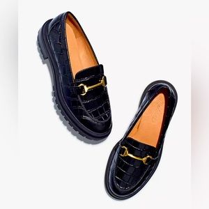 MADEWELL Croc slip-ons w/gold-toned hardware and superchunky lug sole